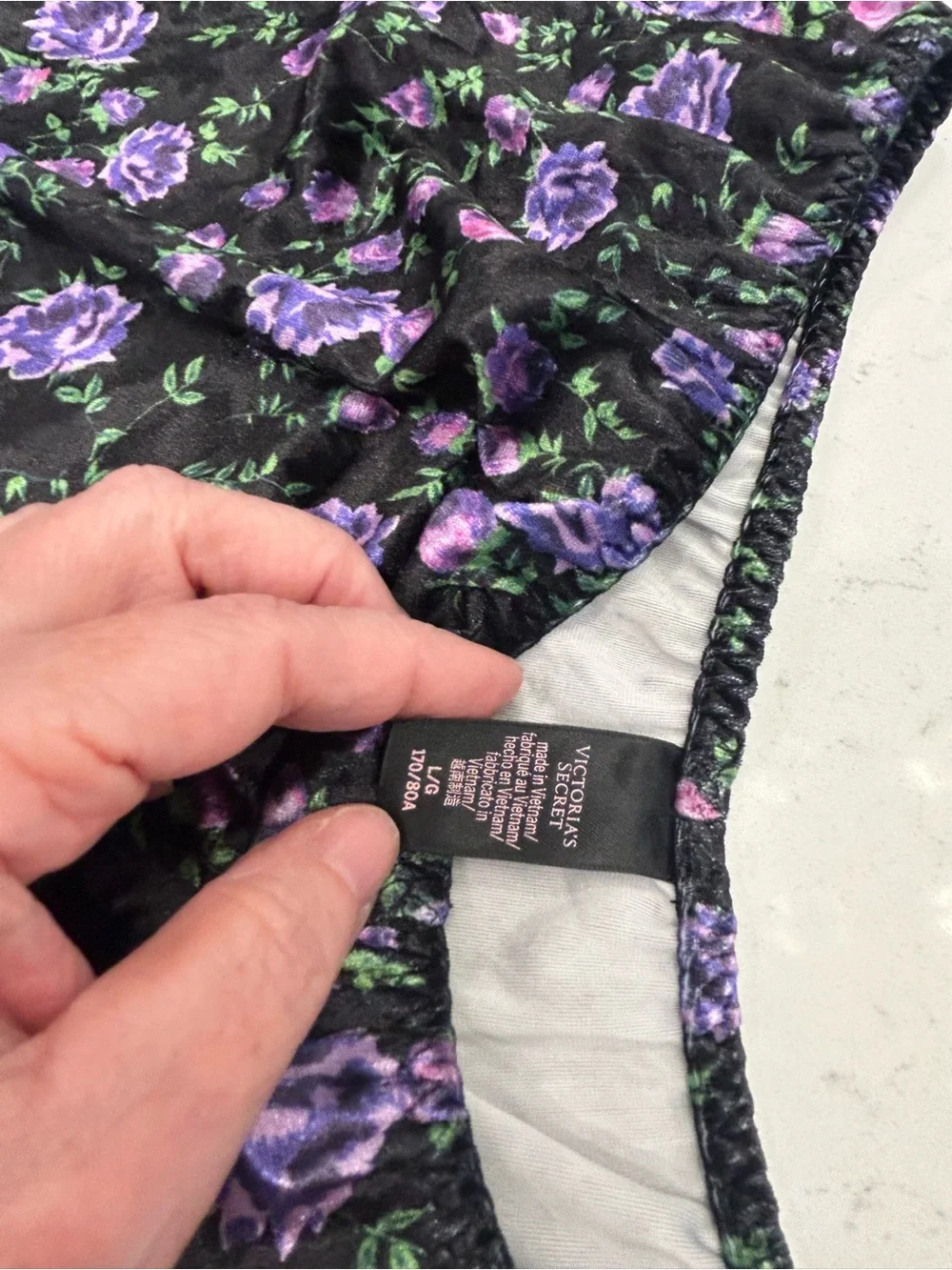 Victoria's Secret Black Floral Lace-Trim Cami & Shorts Set